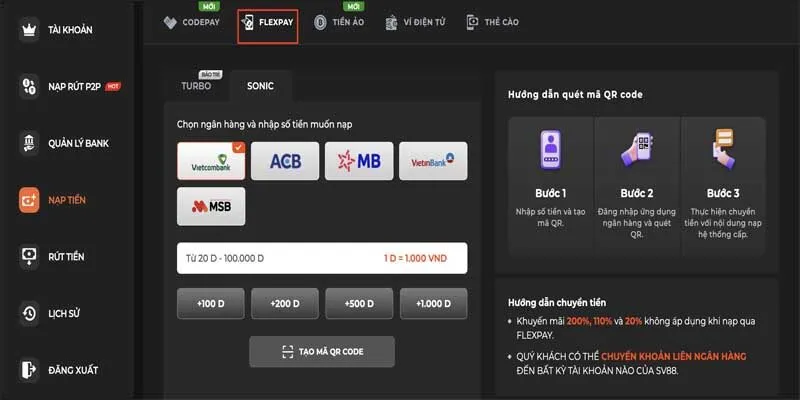 Lợi thế người chơi được hưởng khi nạp tiền sv88
